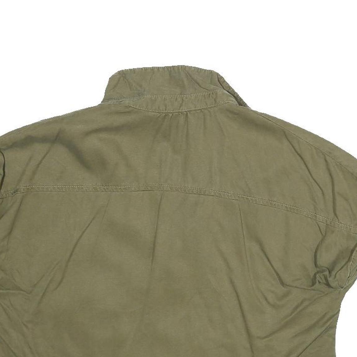 ZARA Womens Green Basic Shirt Short Sleeve Collared S Cotton Blend Casual