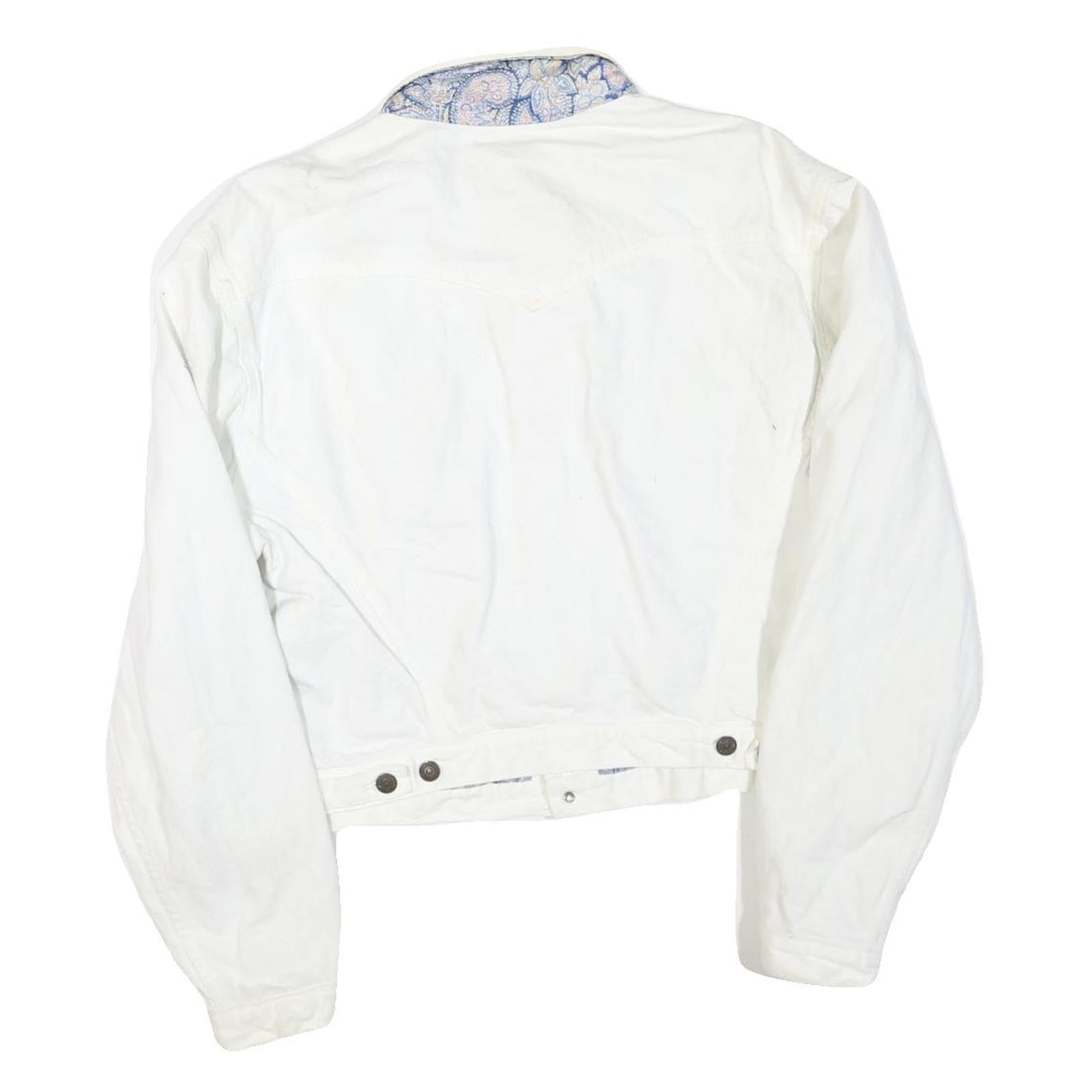 LIBERTY X LEVI'S Womens White Denim Jacket XL Cotton Blend Button Closure Plain