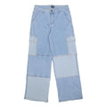 BEBE Womens Light Blue Loose Patchwork Denim Jeans W29 L30 Cargo Pocket Zip