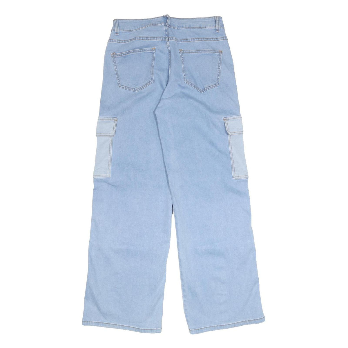 BEBE Womens Light Blue Loose Patchwork Denim Jeans W29 L30 Cargo Pocket Zip
