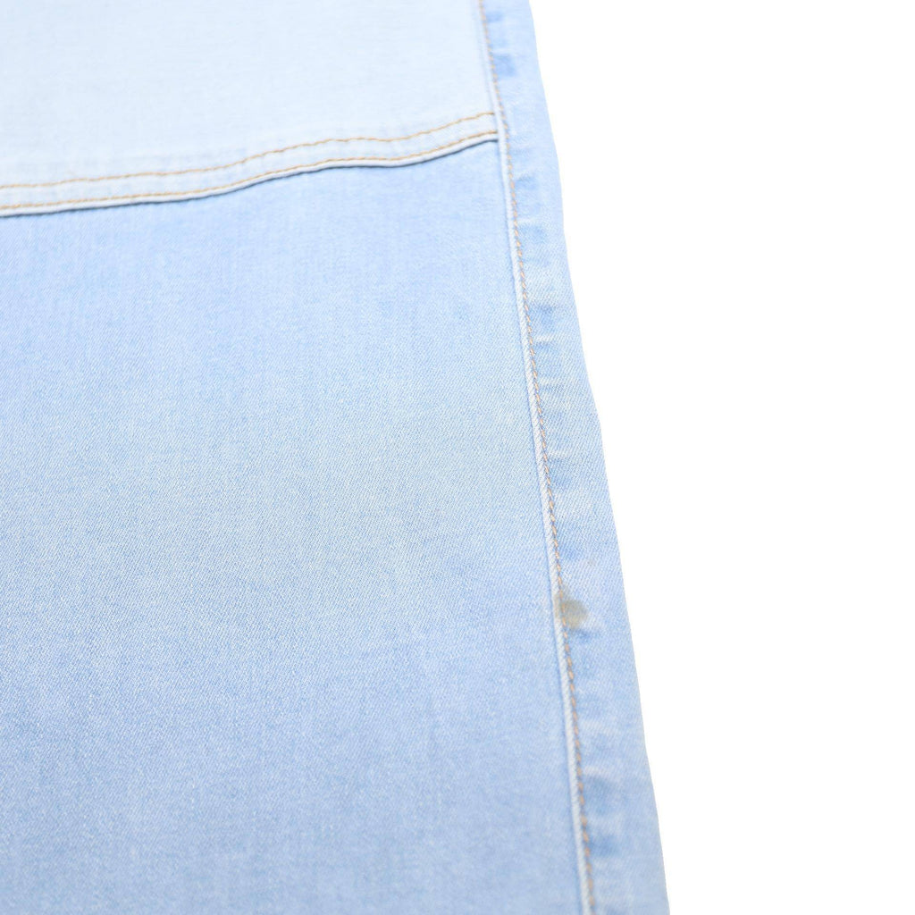 BEBE Womens Light Blue Loose Patchwork Denim Jeans W29 L30 Cargo Pocket Zip