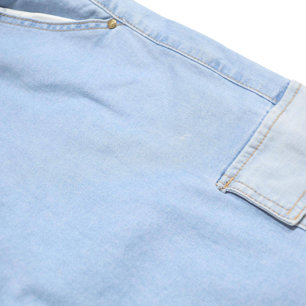 BEBE Womens Light Blue Loose Patchwork Denim Jeans W29 L30 Cargo Pocket Zip