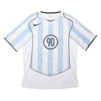 NIKE Total 90 Mens Blue & White Striped T-Shirt M Short Sleeve V-Neck Sportswear