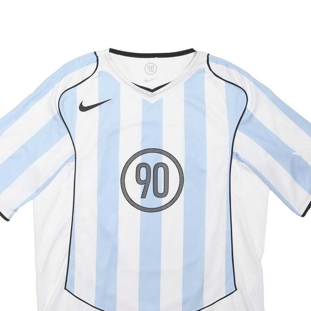 NIKE Total 90 Mens Blue & White Striped T-Shirt M Short Sleeve V-Neck Sportswear