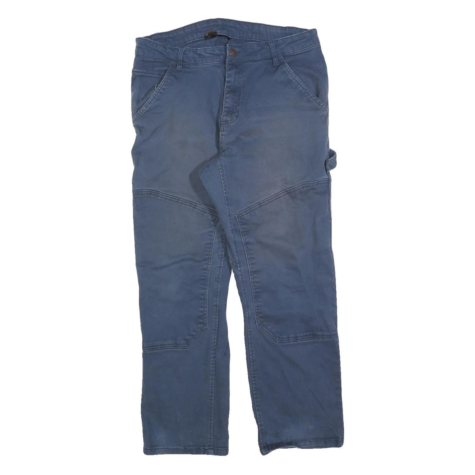 CARHARTT Mens Cotton Blend Blue Regular Straight Trousers W36 L30 Workwear