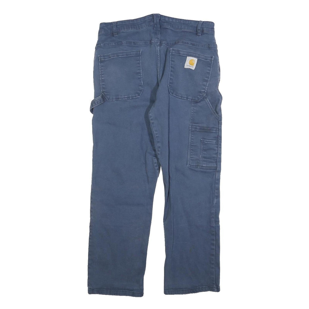 CARHARTT Mens Cotton Blend Blue Regular Straight Trousers W36 L30 Workwear