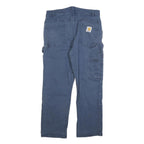 CARHARTT Mens Cotton Blend Blue Regular Straight Trousers W36 L30 Workwear