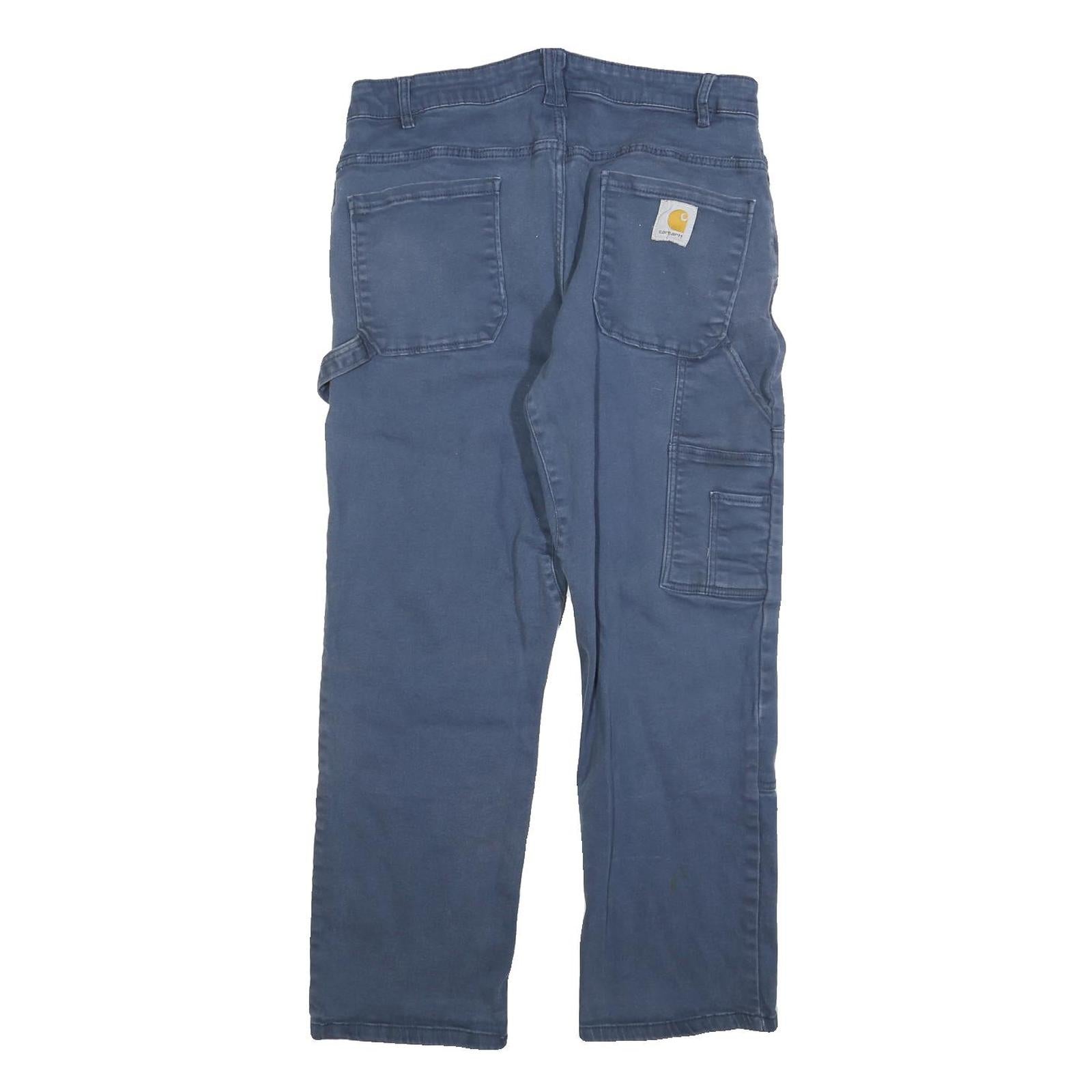 CARHARTT Mens Cotton Blend Blue Regular Straight Trousers W36 L30 Workwear