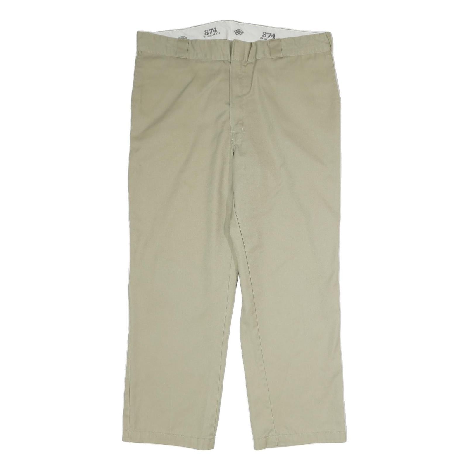 DICKIES Mens Beige Regular Fit Straight Leg Trousers W38 L29 Classic Workwear