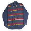 WRANGLER Mens Navy Blue & Burgundy Striped Cotton Shirt XL Long Sleeve Button
