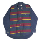 WRANGLER Mens Navy Blue & Burgundy Striped Cotton Shirt XL Long Sleeve Button
