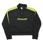 PUMA Womens Black & Green Sweatshirt Pullover L Half Zip Sports Activewear