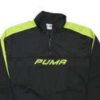PUMA Womens Black & Green Sweatshirt Pullover L Half Zip Sports Activewear