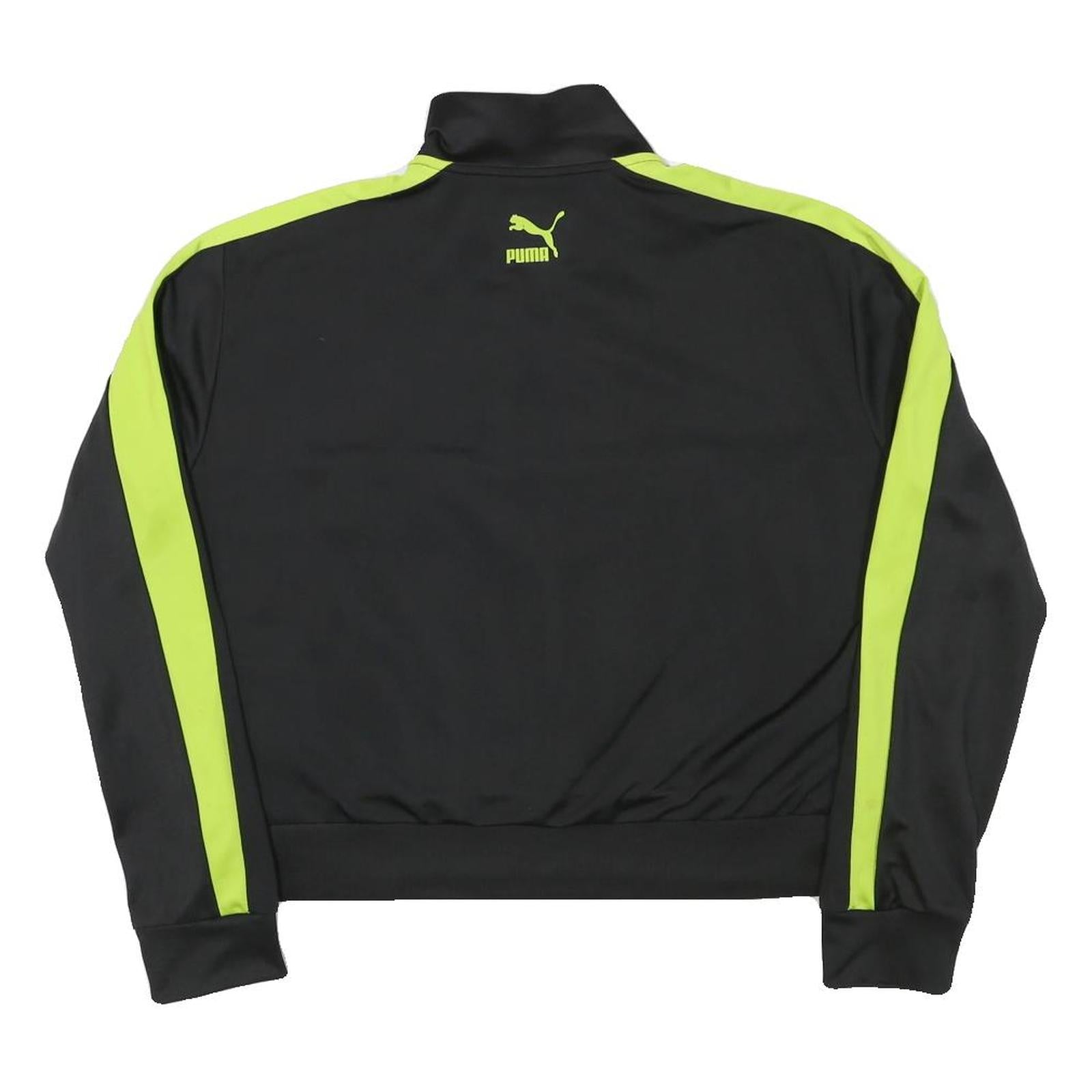 PUMA Womens Black & Green Sweatshirt Pullover L Half Zip Sports Activewear