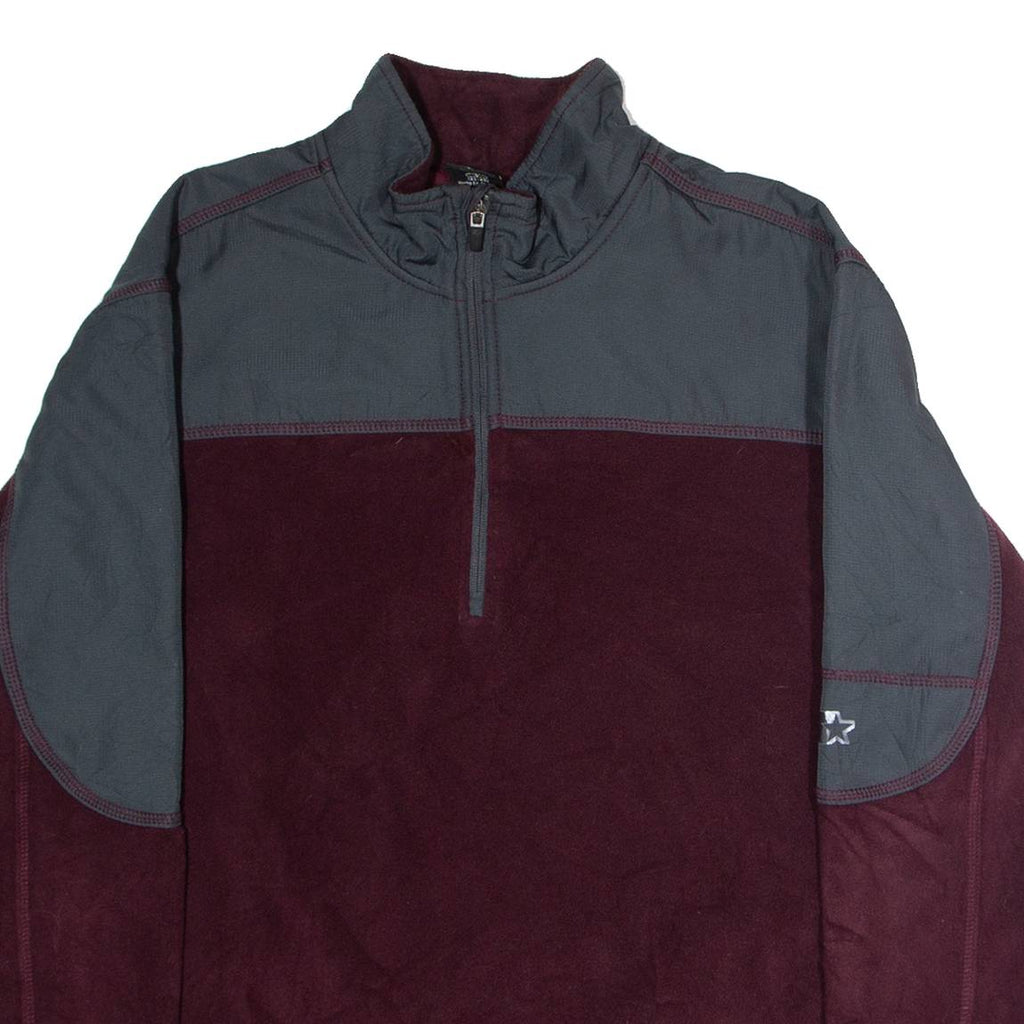STARTER Mens Fleece Maroon Colourblock 1/4 Zip L
