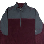 STARTER Mens Fleece Maroon Colourblock 1/4 Zip L