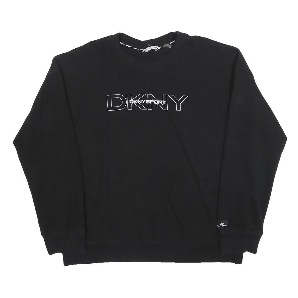 DKNY Womens Black Cotton Blend Crew Neck L Sweatshirt DKNY SPORT Logo
