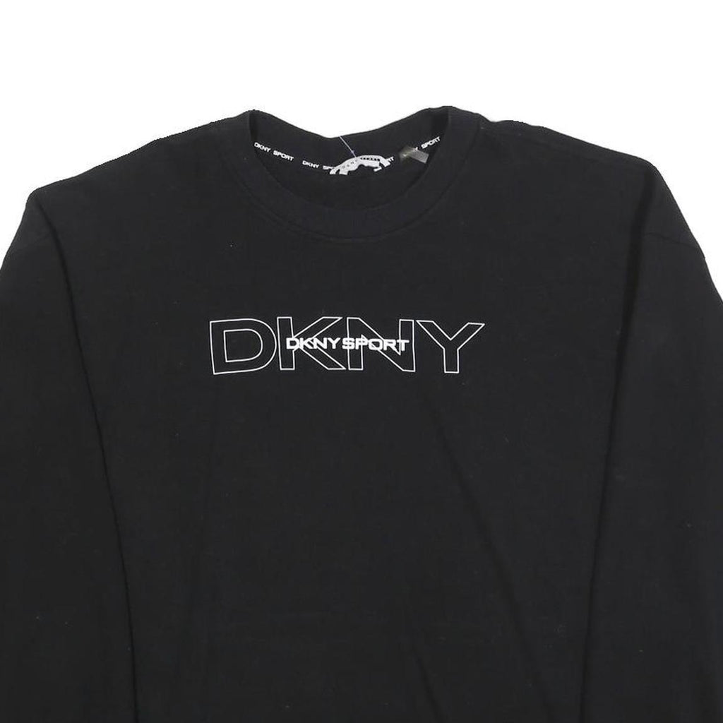 DKNY Womens Black Cotton Blend Crew Neck L Sweatshirt DKNY SPORT Logo