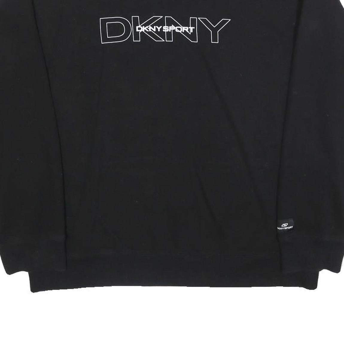 DKNY Womens Black Cotton Blend Crew Neck L Sweatshirt DKNY SPORT Logo
