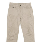 Mens Beige Regular Fit Straight Leg Trousers W32 L28 Casual Utility Workwear