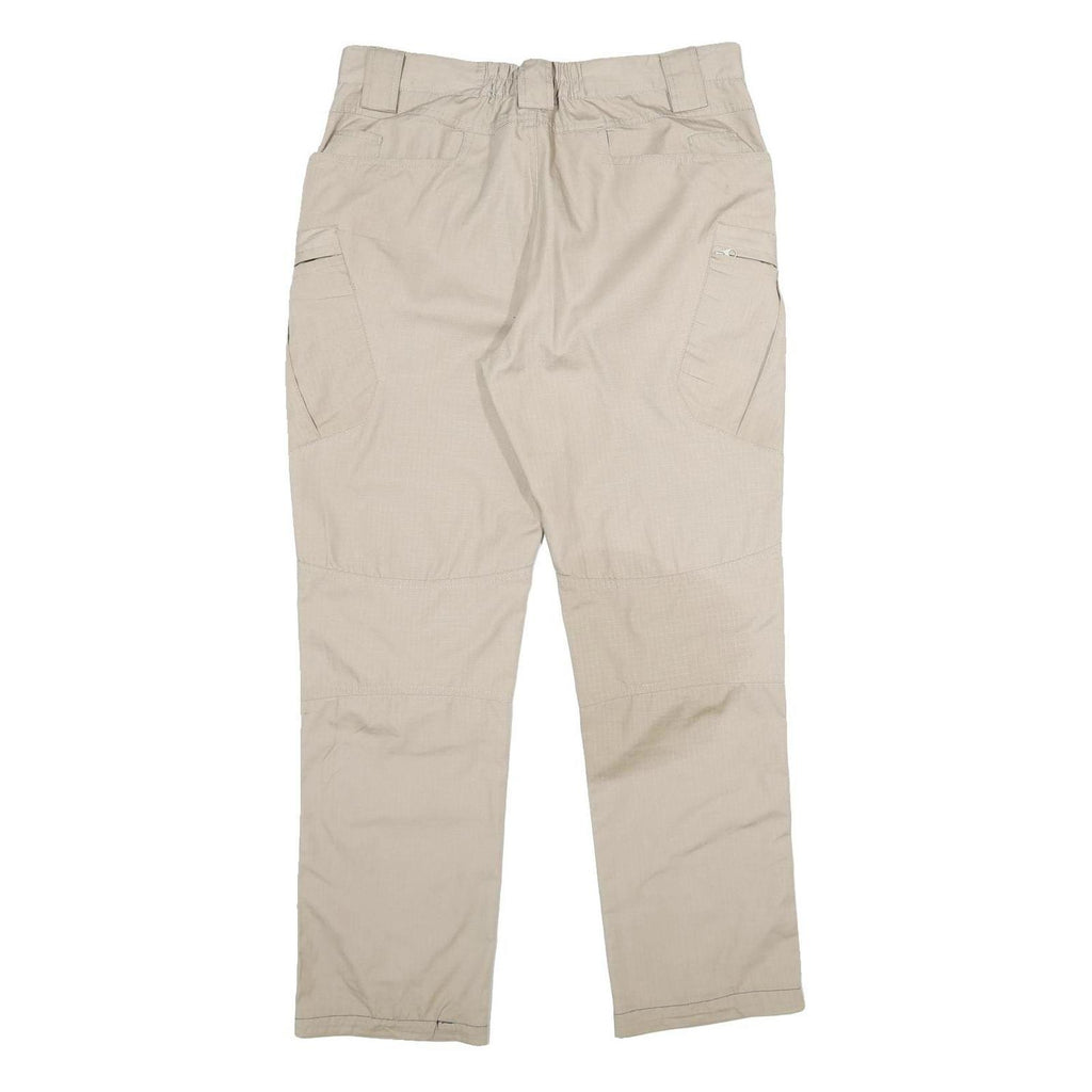 Mens Beige Regular Fit Straight Leg Trousers W32 L28 Casual Utility Workwear