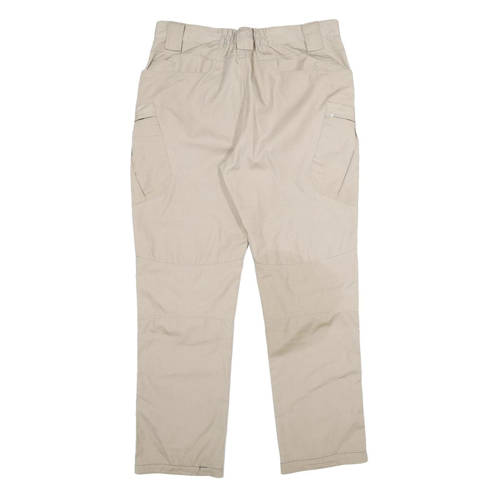 Mens Beige Regular Fit Straight Leg Trousers W32 L28 Casual Utility Workwear