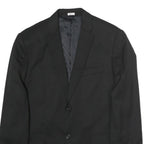 Mens Black Classic Cotton Button Jacket L Plain Formal Blazer Tailored