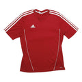 ADIDAS Mens Red & White Graphic T-Shirt M Short Sleeve V-Neck Sportswear