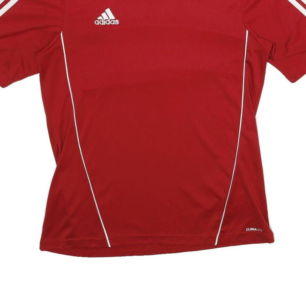 ADIDAS Mens Red & White Graphic T-Shirt M Short Sleeve V-Neck Sportswear