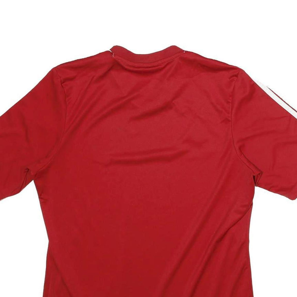 ADIDAS Mens Red & White Graphic T-Shirt M Short Sleeve V-Neck Sportswear