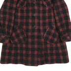 Womens Black & Red Wool Check Jacket M Button Closure Classic Fit Warm