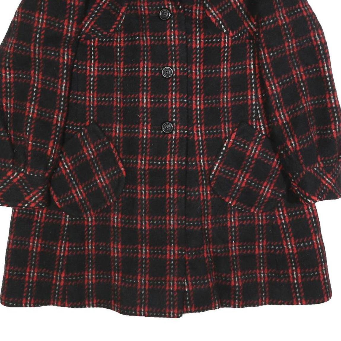 Womens Black & Red Wool Check Jacket M Button Closure Classic Fit Warm