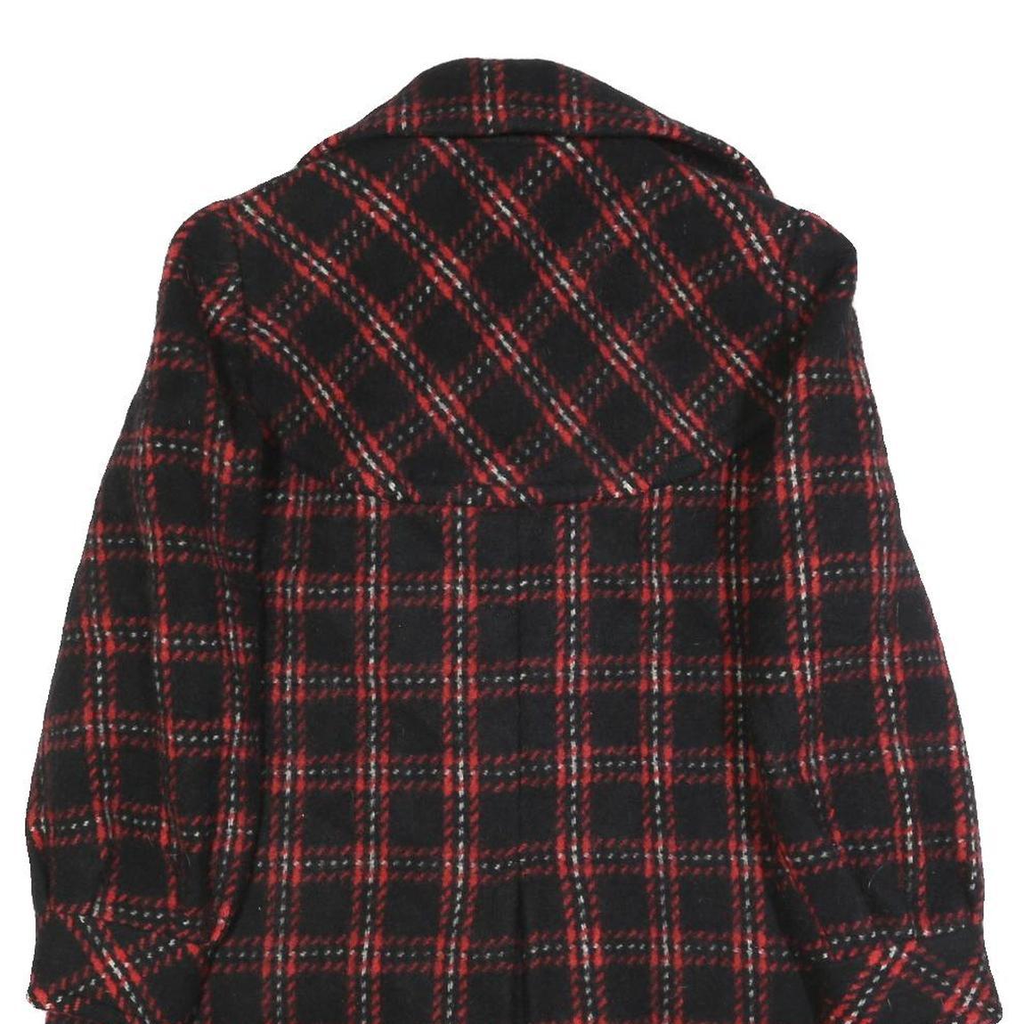 Womens Black & Red Wool Check Jacket M Button Closure Classic Fit Warm