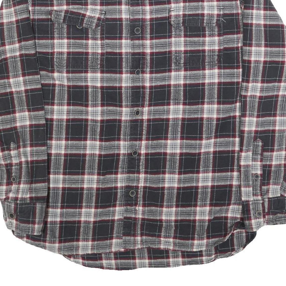 JACHS Mens Black & Grey Check Shirt L Cotton Blend Long Sleeve Casual