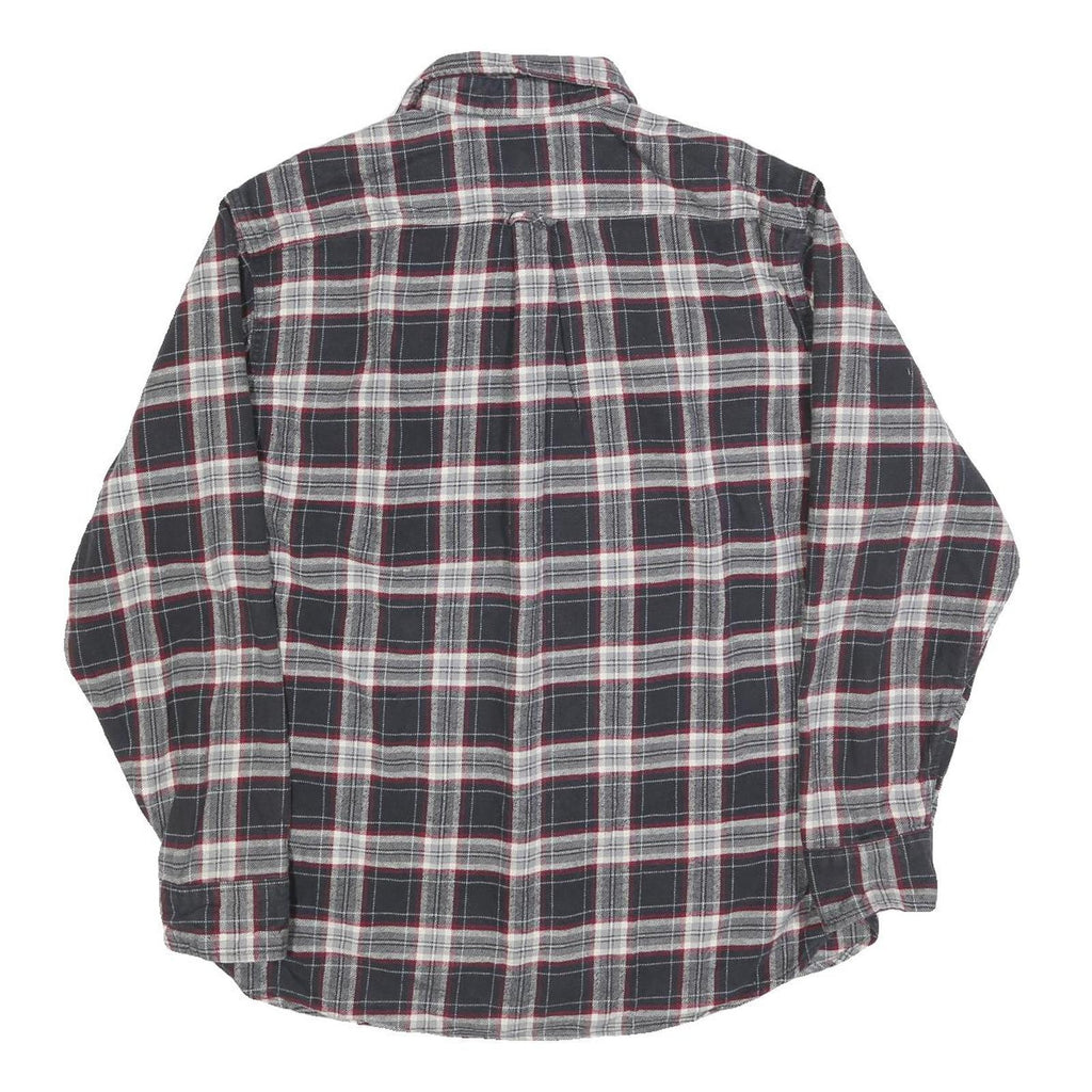JACHS Mens Black & Grey Check Shirt L Cotton Blend Long Sleeve Casual