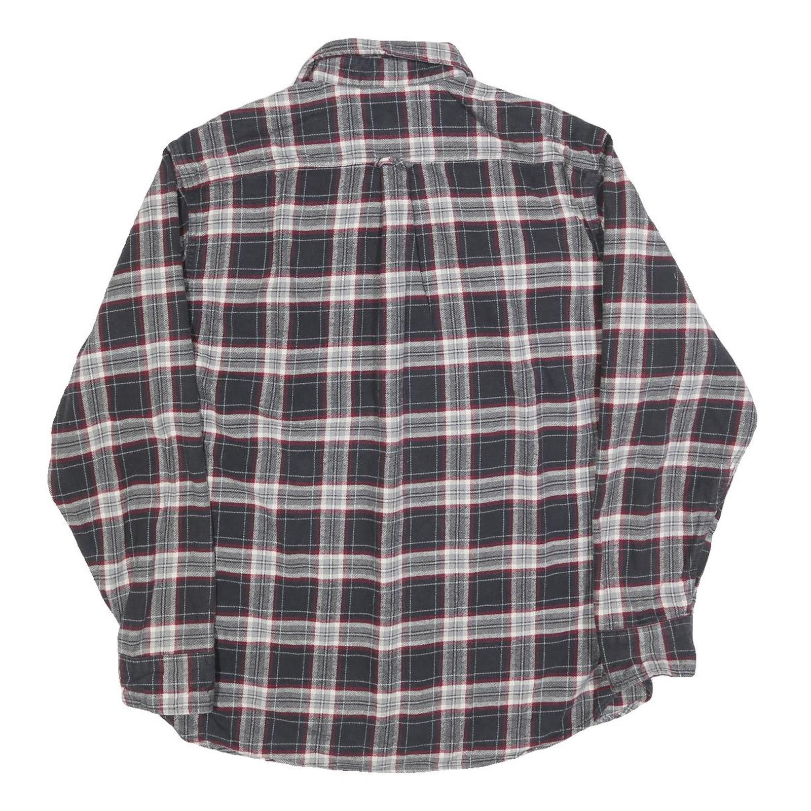 JACHS Mens Black & Grey Check Shirt L Cotton Blend Long Sleeve Casual