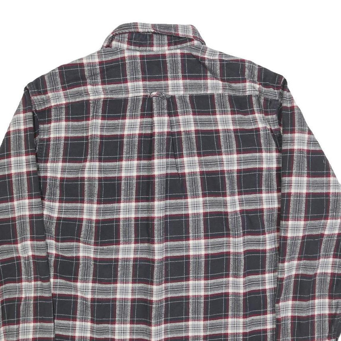 JACHS Mens Black & Grey Check Shirt L Cotton Blend Long Sleeve Casual