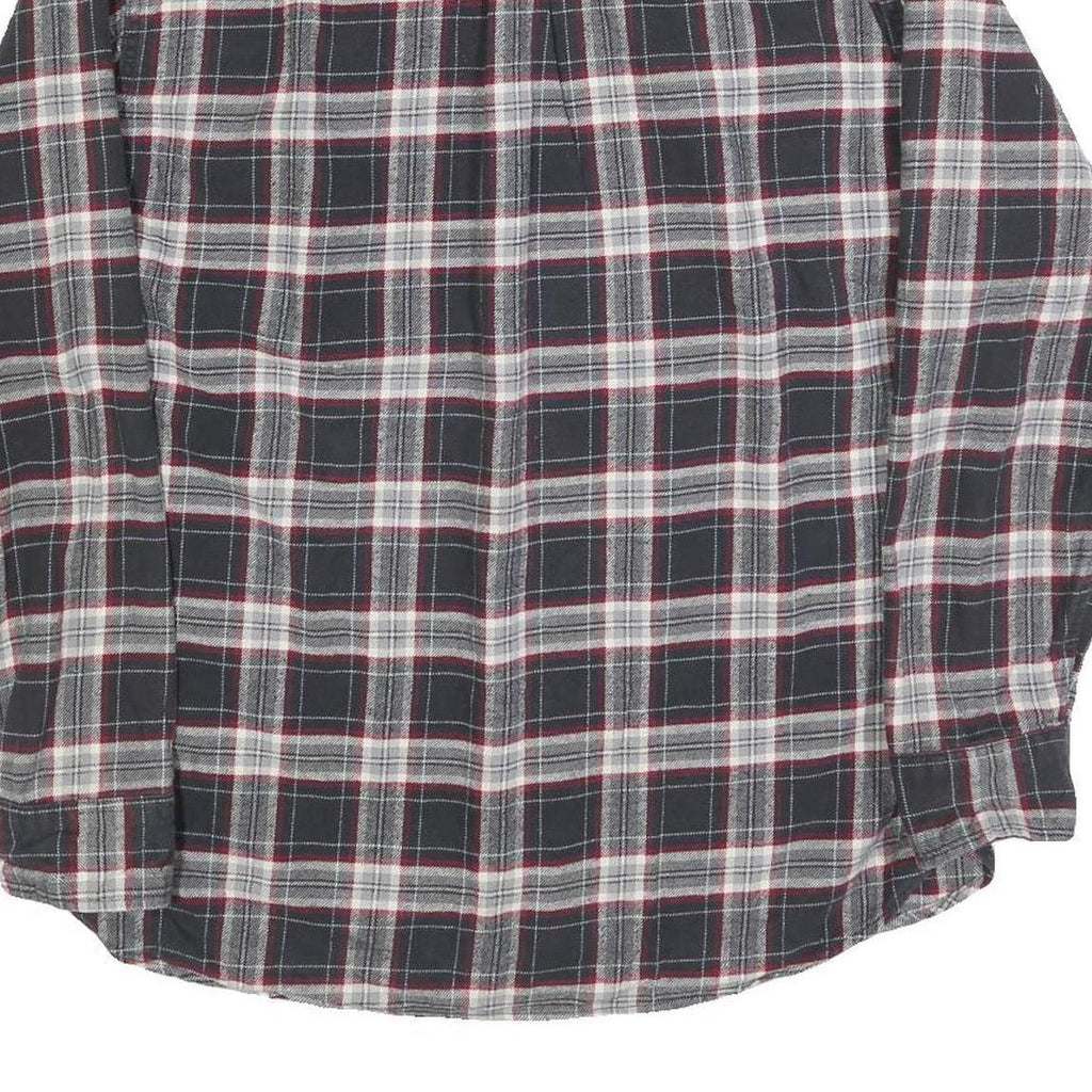 JACHS Mens Black & Grey Check Shirt L Cotton Blend Long Sleeve Casual