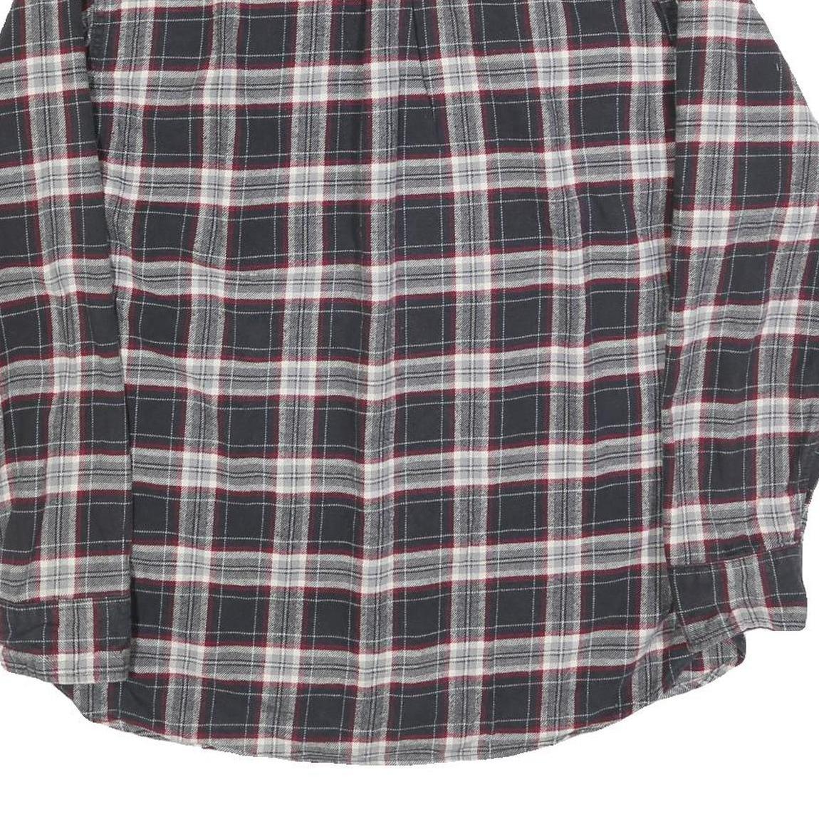 JACHS Mens Black & Grey Check Shirt L Cotton Blend Long Sleeve Casual