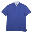 TOMMY HILFIGER Mens Blue Polo Shirt L Cotton Blend Short Sleeve Classic Fit