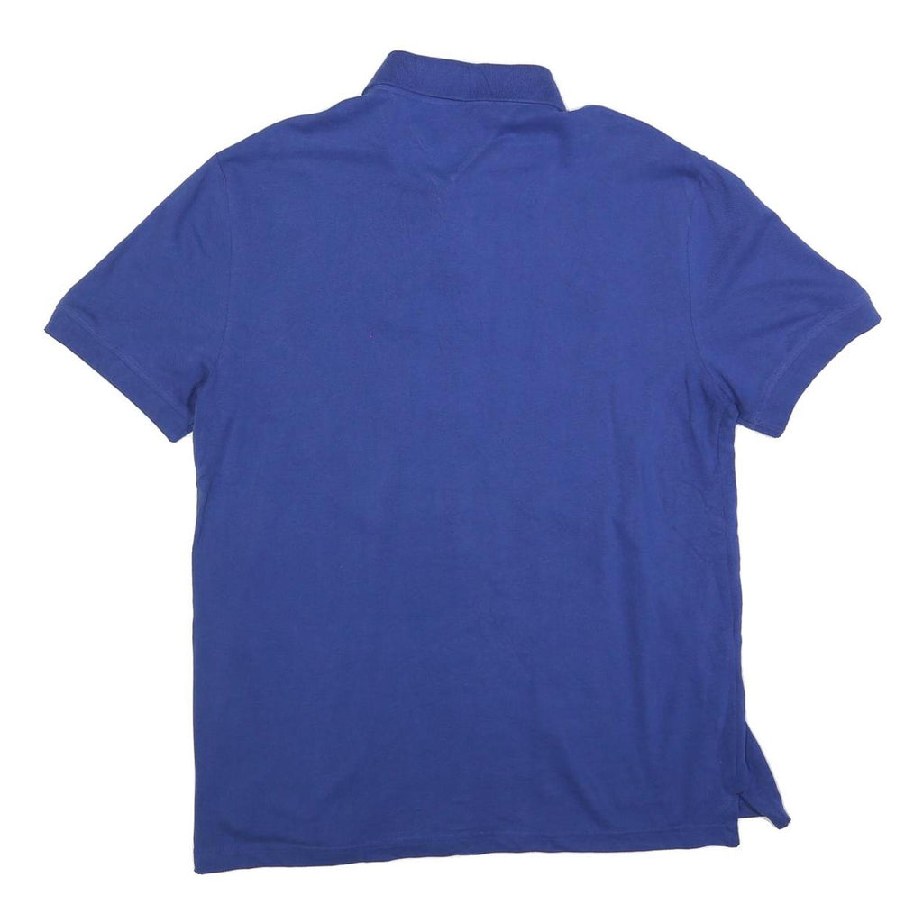 TOMMY HILFIGER Mens Blue Polo Shirt L Cotton Blend Short Sleeve Classic Fit