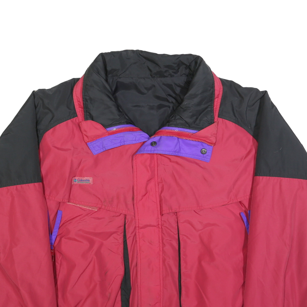 COLUMBIA Mens Red & Black Polyester Outerwear Jacket XL Zip Plain Casual