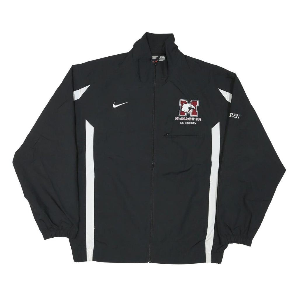 NIKE Mens Black & White McMaster Ice Hockey Sports Zip Nylon Jacket S