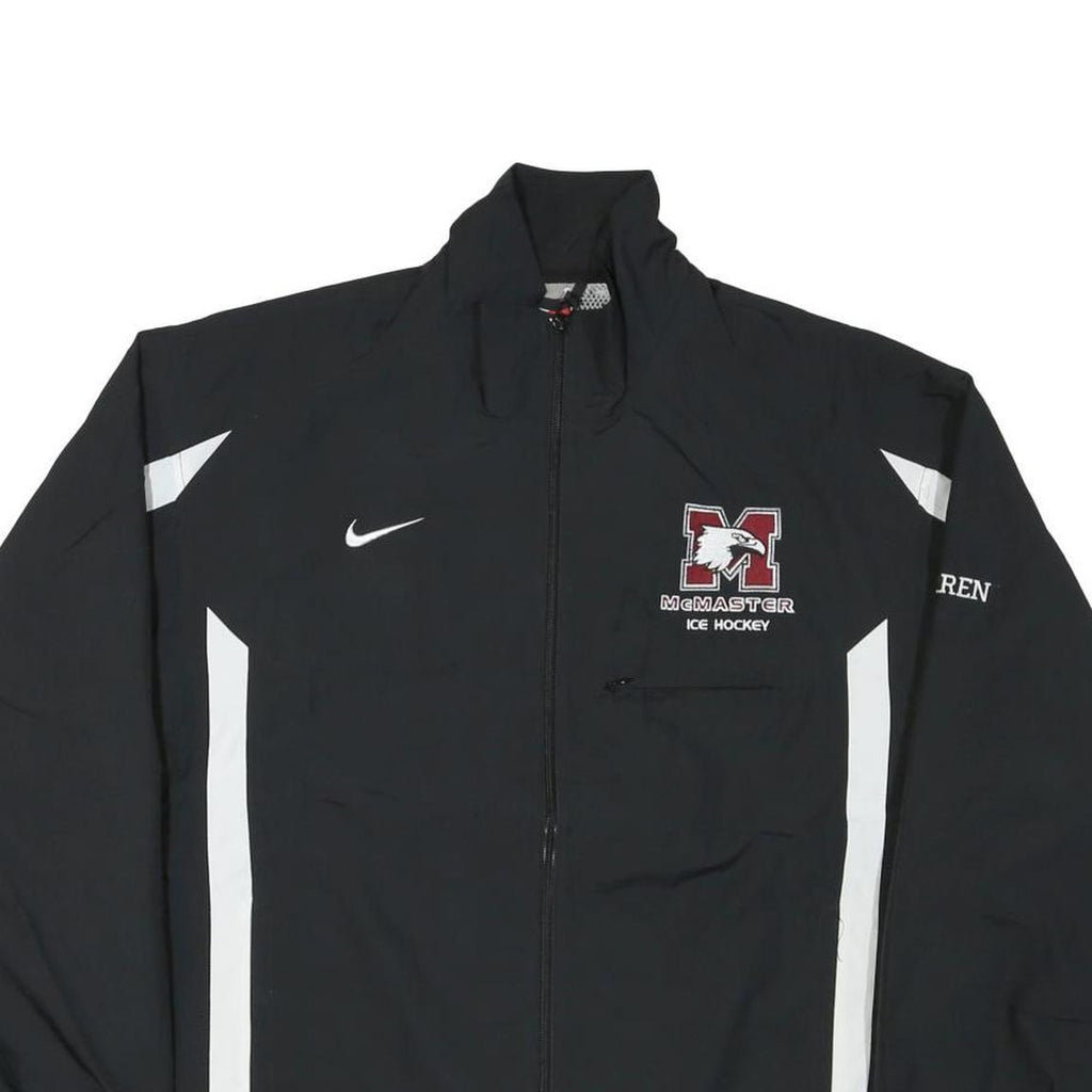 NIKE Mens Black & White McMaster Ice Hockey Sports Zip Nylon Jacket S