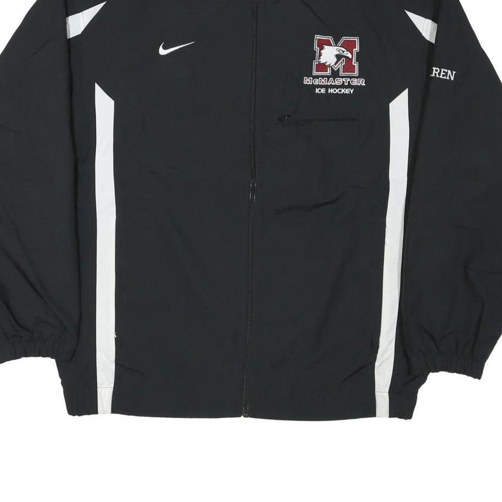 NIKE Mens Black & White McMaster Ice Hockey Sports Zip Nylon Jacket S
