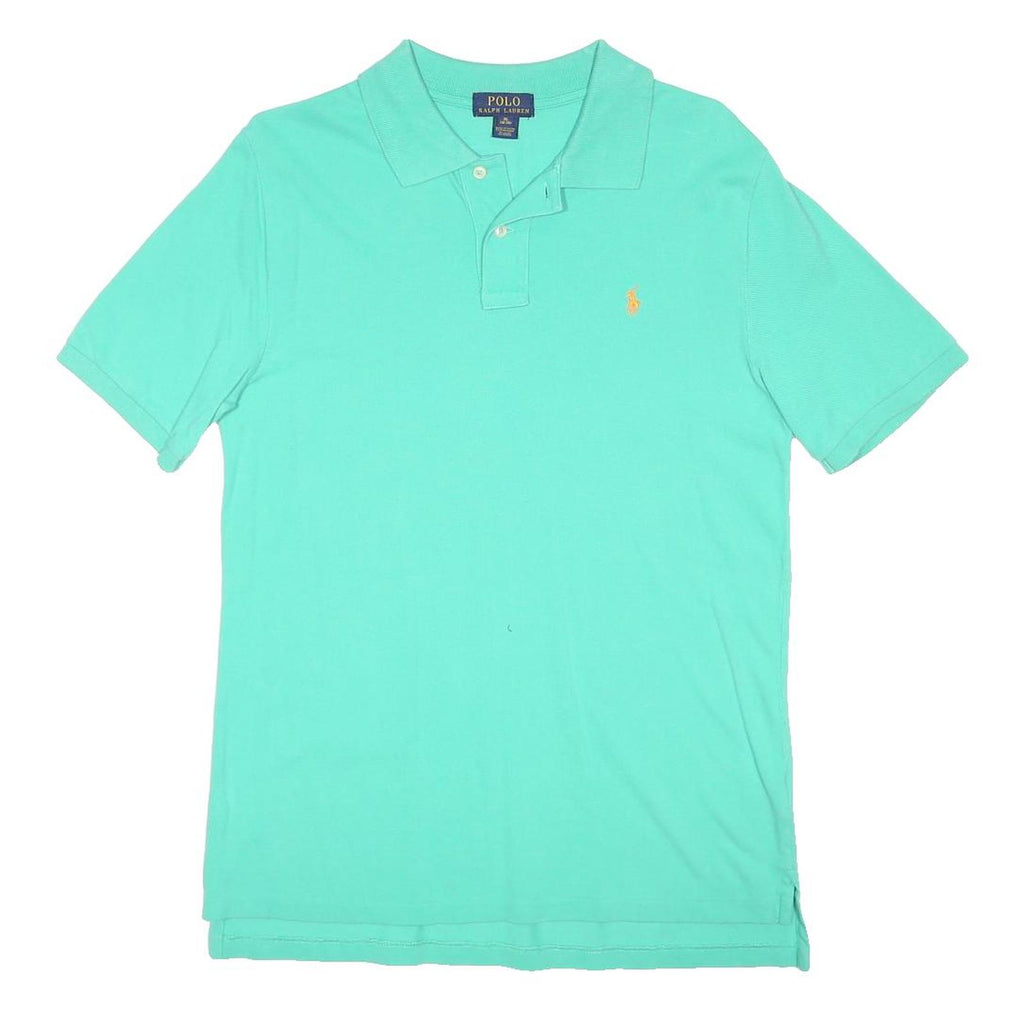 POLO RALPH LAUREN Boys Green Short Sleeve Plain Polo Shirt XL Cotton Blend