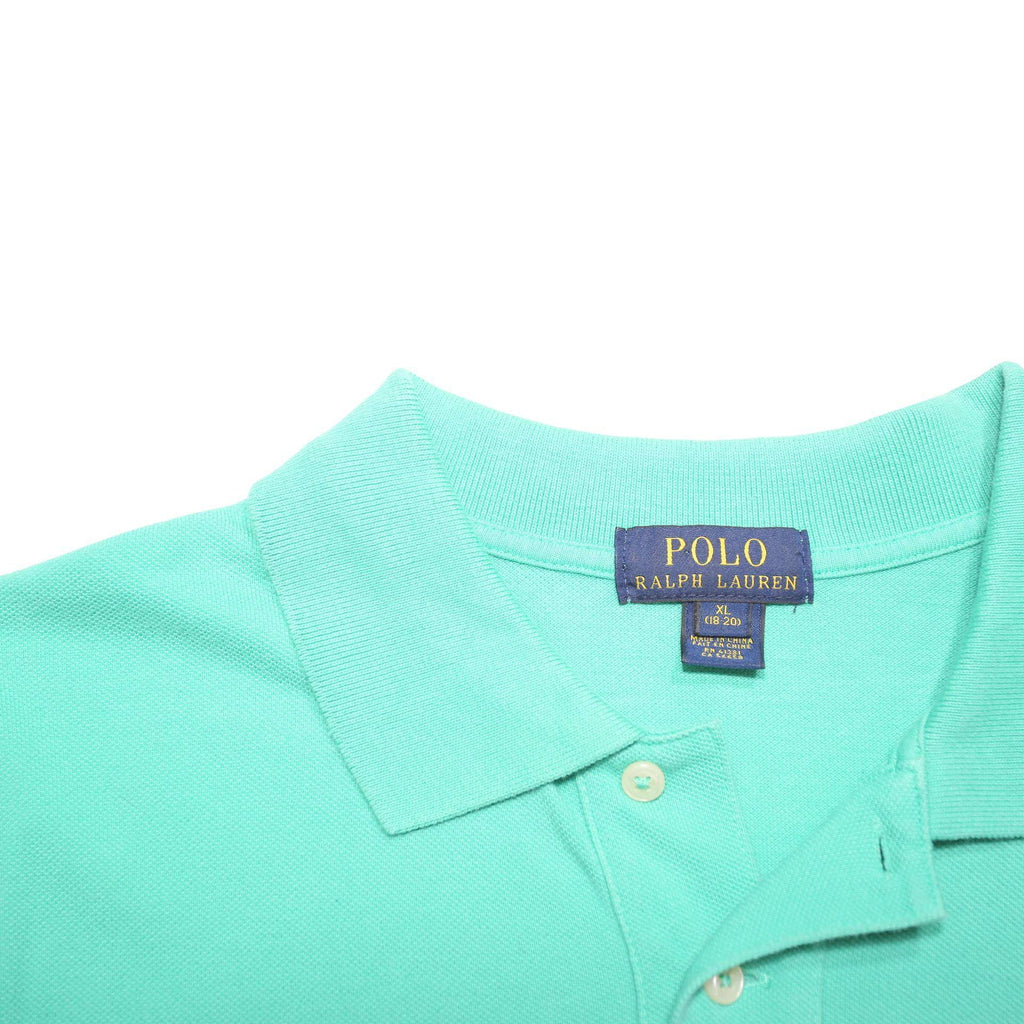 POLO RALPH LAUREN Boys Green Short Sleeve Plain Polo Shirt XL Cotton Blend