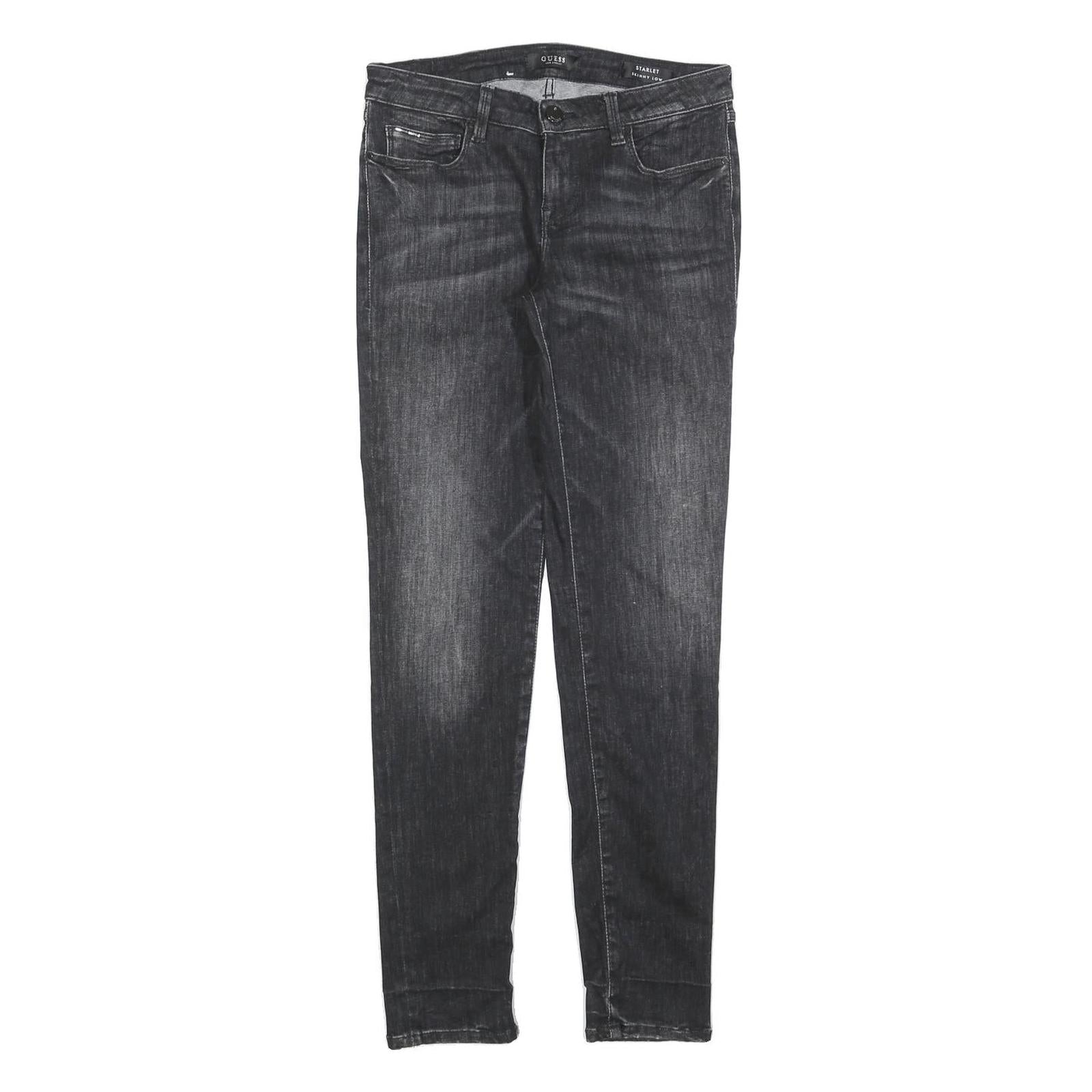 GUESS Womens Jeans Black Slim Skinny Denim Medium W26 L30 Stylish Zip Closure