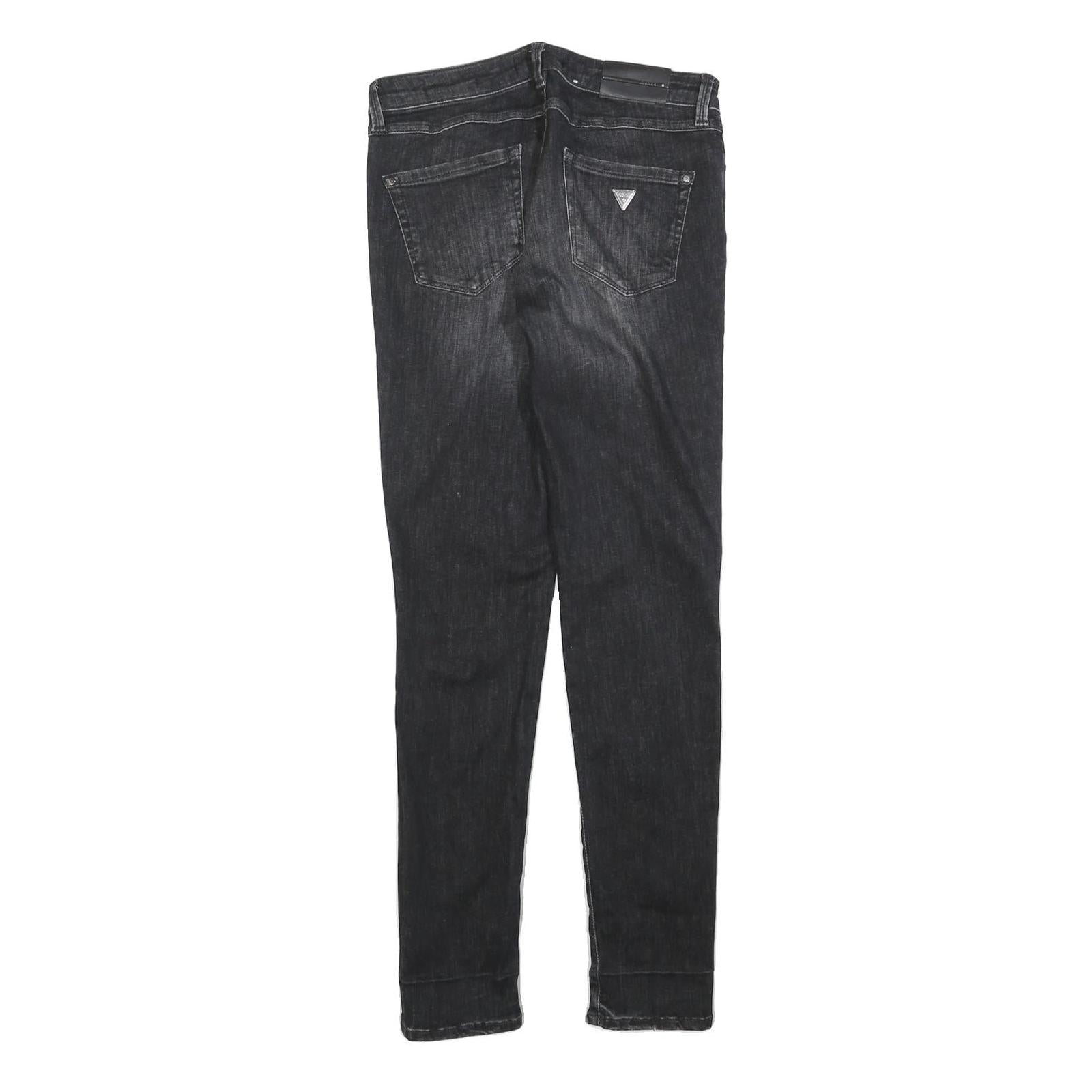 GUESS Womens Jeans Black Slim Skinny Denim Medium W26 L30 Stylish Zip Closure