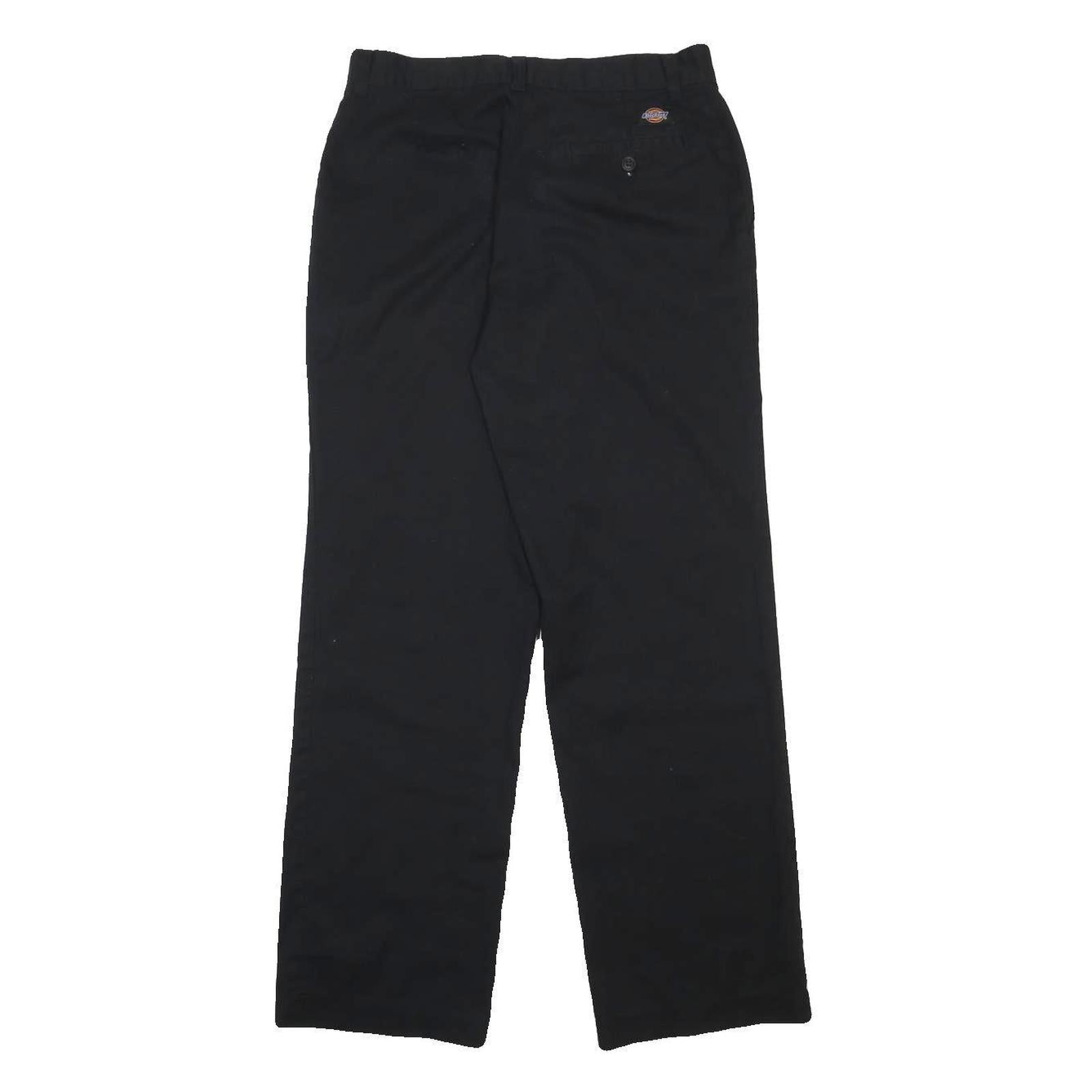 DICKIES Womens Cotton Blend Black Relaxed Straight Trousers W30 L30 Workwear Zip